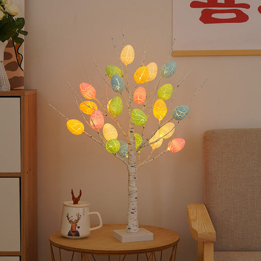 Contemporary Creative Easter Plastic Birch Eggs LED Decorative Table Lamp For Bedroom