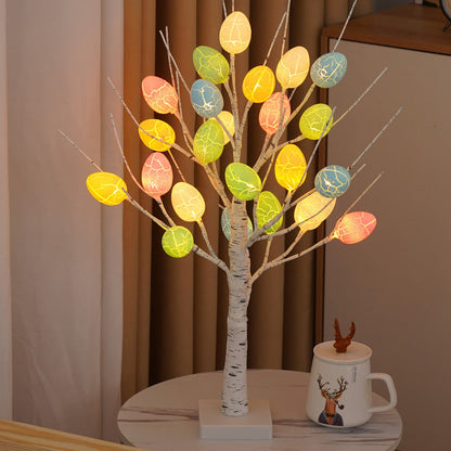 Contemporary Creative Easter Plastic Birch Eggs LED Decorative Table Lamp For Bedroom