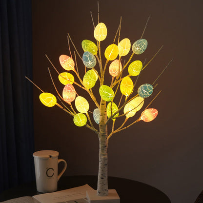 Contemporary Creative Easter Plastic Birch Eggs LED Decorative Table Lamp For Bedroom