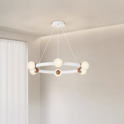 ثريات LED دائرية معاصرة من الحديد والألومنيوم والزجاج لغرفة المعيشة 