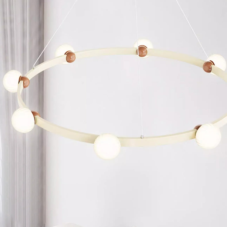 ثريات LED دائرية معاصرة من الحديد والألومنيوم والزجاج لغرفة المعيشة 