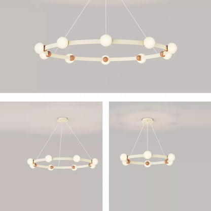 ثريات LED دائرية معاصرة من الحديد والألومنيوم والزجاج لغرفة المعيشة 