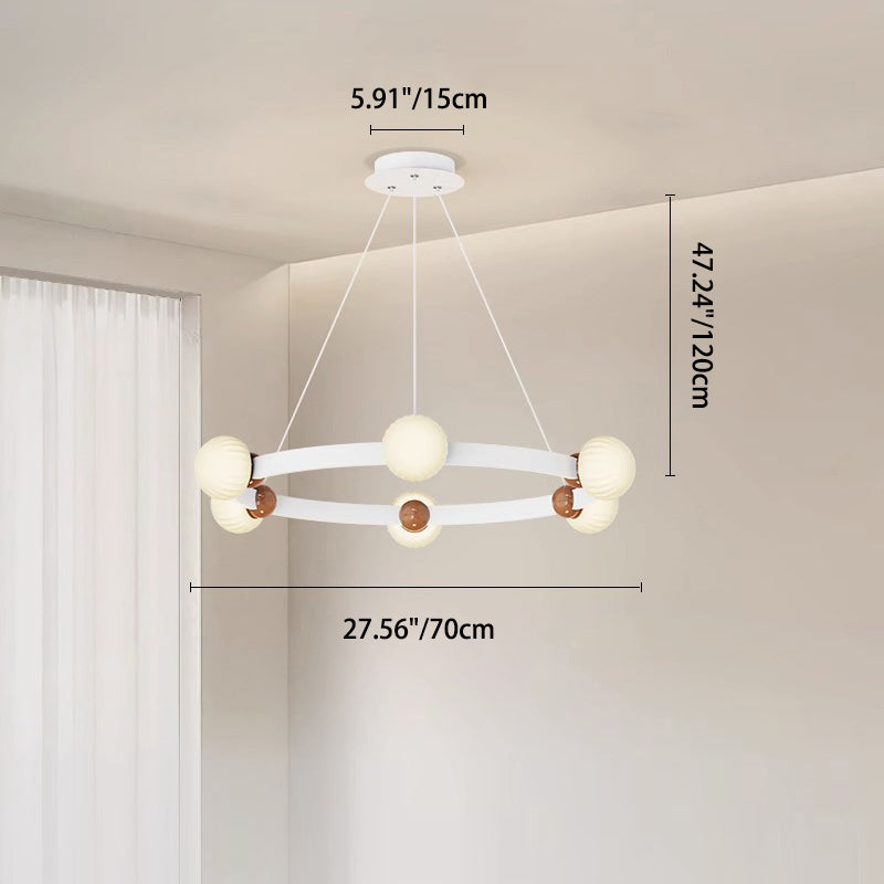 ثريات LED دائرية معاصرة من الحديد والألومنيوم والزجاج لغرفة المعيشة 