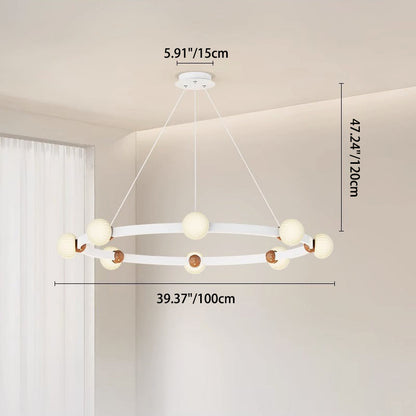 ثريات LED دائرية معاصرة من الحديد والألومنيوم والزجاج لغرفة المعيشة 