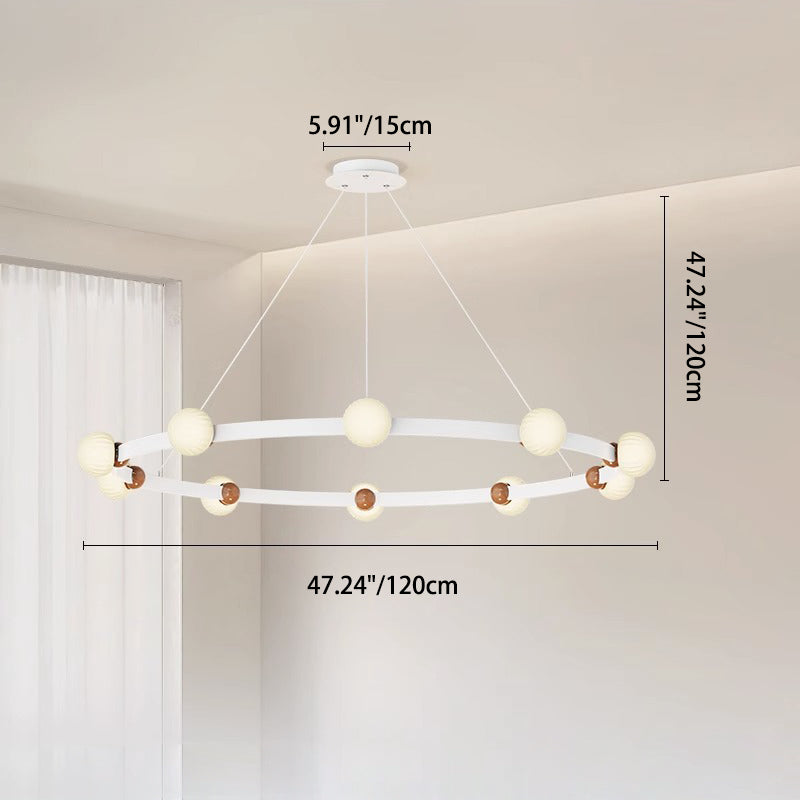 ثريات LED دائرية معاصرة من الحديد والألومنيوم والزجاج لغرفة المعيشة 