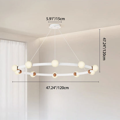 ثريات LED دائرية معاصرة من الحديد والألومنيوم والزجاج لغرفة المعيشة 
