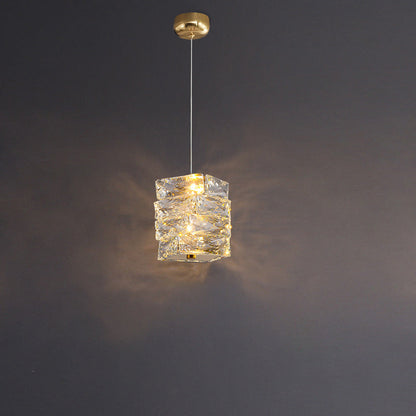 Modern Luxury Spiral Stainless Steel Crystal Cylinder LED Pendant Light For Bedroom