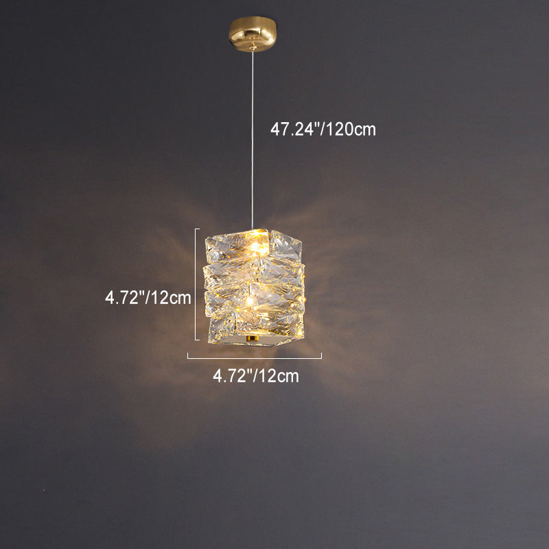 Modern Luxury Spiral Stainless Steel Crystal Cylinder LED Pendant Light For Bedroom