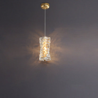 Modern Luxury Spiral Stainless Steel Crystal Cylinder LED Pendant Light For Bedroom