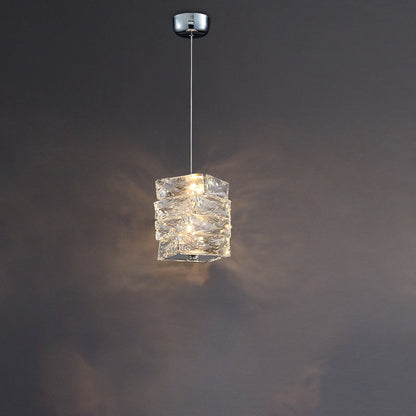 Modern Luxury Spiral Stainless Steel Crystal Cylinder LED Pendant Light For Bedroom
