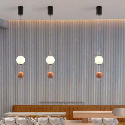 Modern Minimalist Iron Adjustable Wire Colorful Round Ball LED Pendant Light For Bedroom