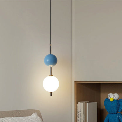 Modern Minimalist Iron Adjustable Wire Colorful Round Ball LED Pendant Light For Bedroom