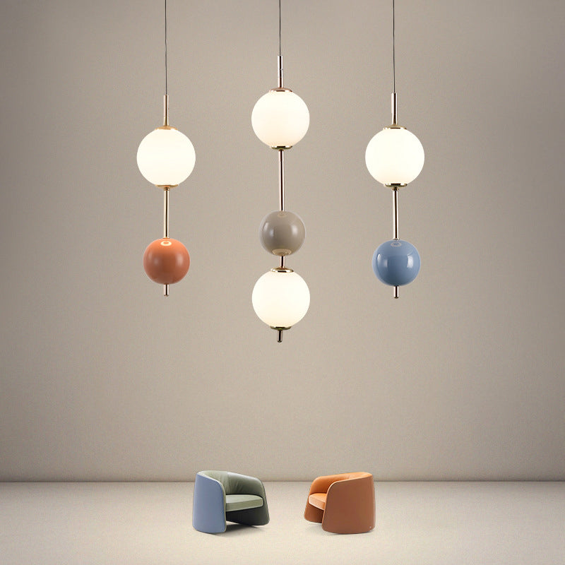 Modern Minimalist Iron Adjustable Wire Colorful Round Ball LED Pendant Light For Bedroom