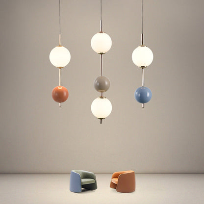Modern Minimalist Iron Adjustable Wire Colorful Round Ball LED Pendant Light For Bedroom
