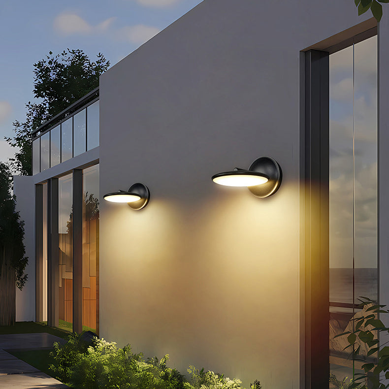 مصباح حائط LED دائري من الألومنيوم والأكريليك قابل للدوران ومقاوم للماء بتصميم عصري بسيط للاستخدام في الهواء الطلق 