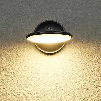 مصباح حائط LED دائري من الألومنيوم والأكريليك قابل للدوران ومقاوم للماء بتصميم عصري بسيط للاستخدام في الهواء الطلق 