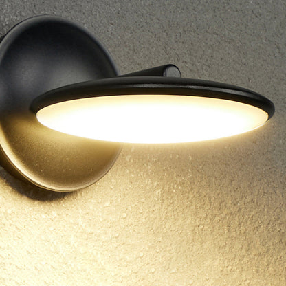 مصباح حائط LED دائري من الألومنيوم والأكريليك قابل للدوران ومقاوم للماء بتصميم عصري بسيط للاستخدام في الهواء الطلق 