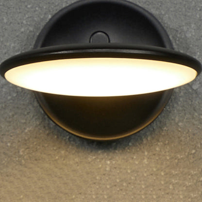 مصباح حائط LED دائري من الألومنيوم والأكريليك قابل للدوران ومقاوم للماء بتصميم عصري بسيط للاستخدام في الهواء الطلق 