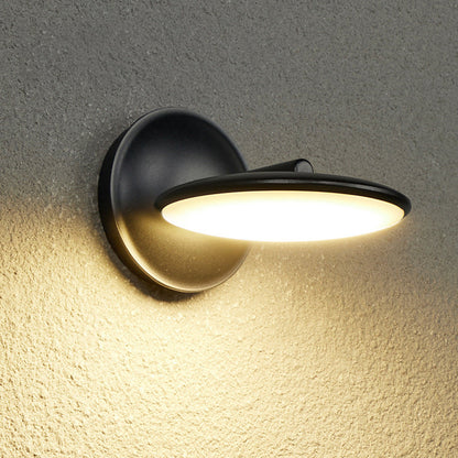 مصباح حائط LED دائري من الألومنيوم والأكريليك قابل للدوران ومقاوم للماء بتصميم عصري بسيط للاستخدام في الهواء الطلق 