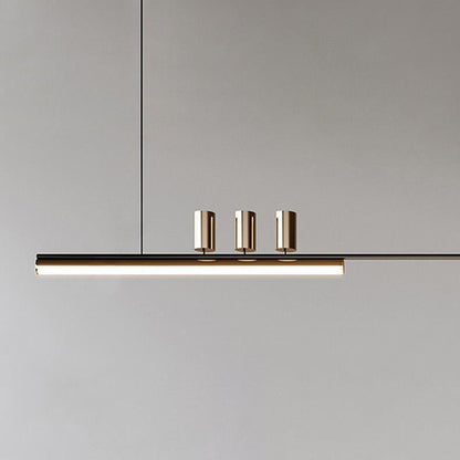 ثريات جزيرة LED ذات شريط طويل من الألومنيوم والحديد بتصميم عصري بسيط لغرفة الطعام 