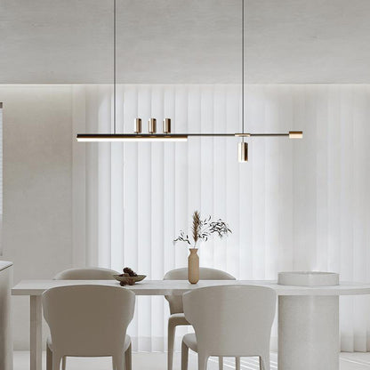 ثريات جزيرة LED ذات شريط طويل من الألومنيوم والحديد بتصميم عصري بسيط لغرفة الطعام 