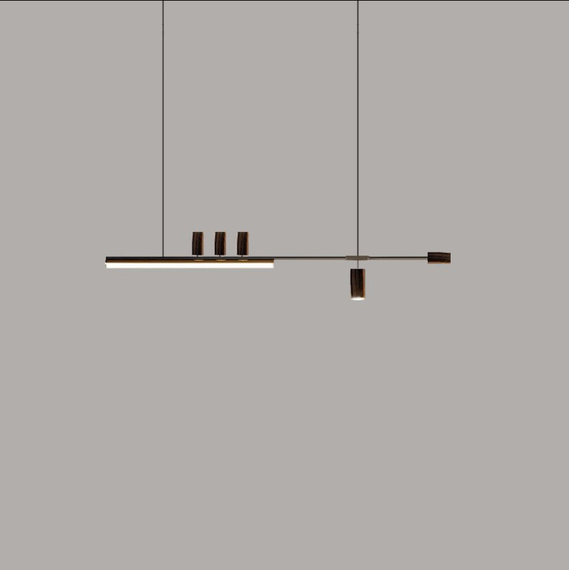 ثريات جزيرة LED ذات شريط طويل من الألومنيوم والحديد بتصميم عصري بسيط لغرفة الطعام 