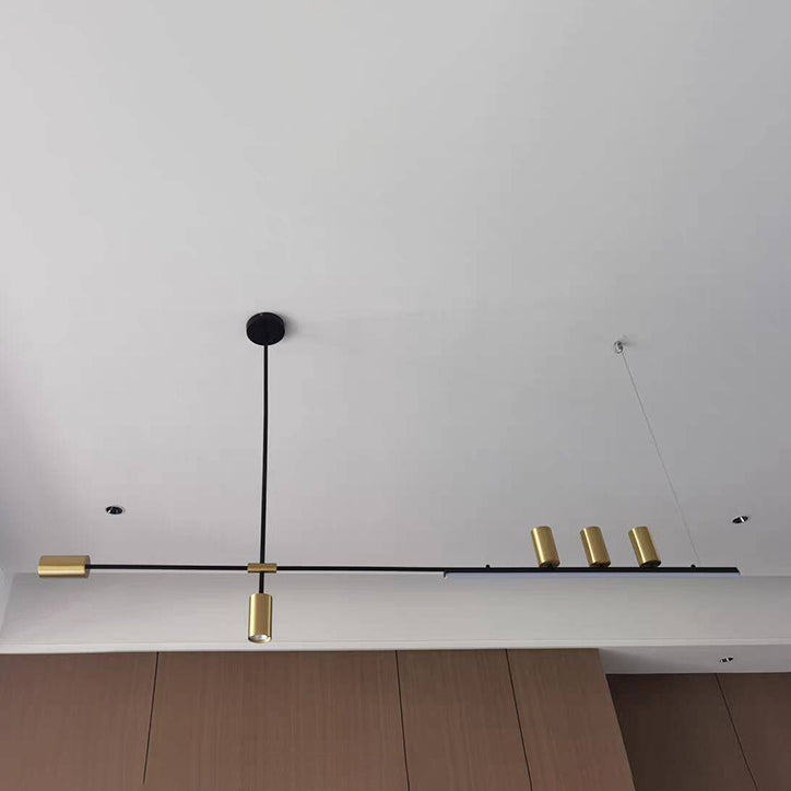 ثريات جزيرة LED ذات شريط طويل من الألومنيوم والحديد بتصميم عصري بسيط لغرفة الطعام 