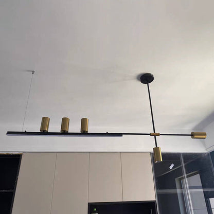 ثريات جزيرة LED ذات شريط طويل من الألومنيوم والحديد بتصميم عصري بسيط لغرفة الطعام 