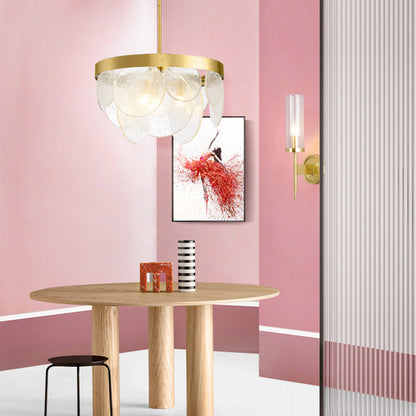 Modern Luxury Disc Handmade Frosted Glass Hardware 6-Light Chandelier For Living Room