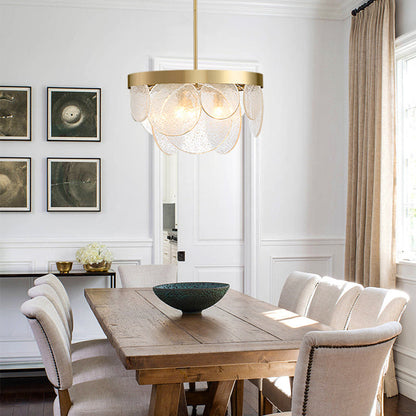 Modern Luxury Disc Handmade Frosted Glass Hardware 6-Light Chandelier For Living Room