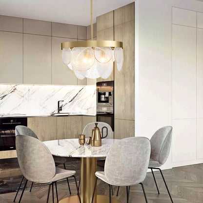 Modern Luxury Disc Handmade Frosted Glass Hardware 6-Light Chandelier For Living Room