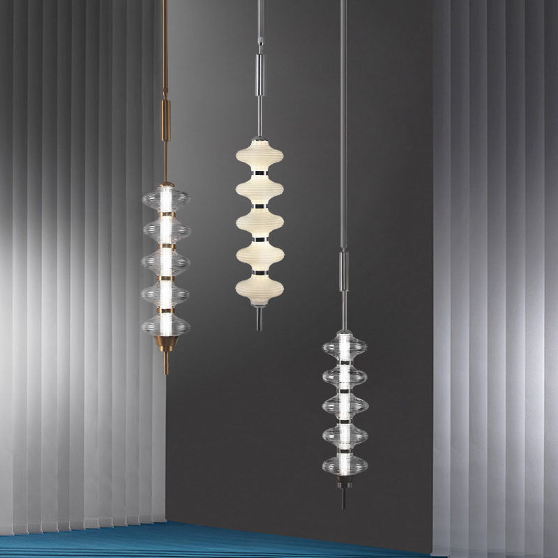 Contemporary Creative Gourd Hardware Glass LED Pendant Light For Living Room