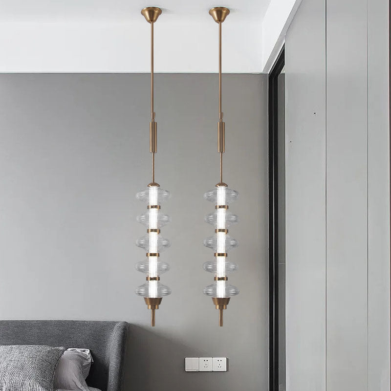Contemporary Creative Gourd Hardware Glass LED Pendant Light For Living Room