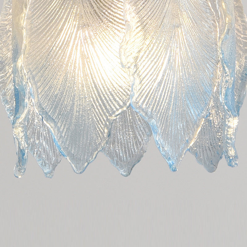 Contemporary Luxury Ribbed Leaf Pearl Iron Glass 1-Light Semi-Flush Mount Ceiling Light For Living Room