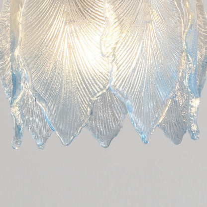 Contemporary Luxury Ribbed Leaf Pearl Iron Glass 1-Light Semi-Flush Mount Ceiling Light For Living Room