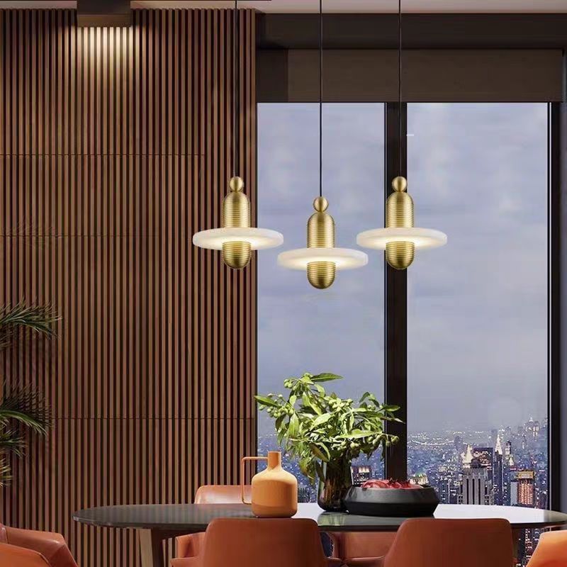 مصباح LED دائري معاصر من الرخام والألومنيوم لغرفة المعيشة 