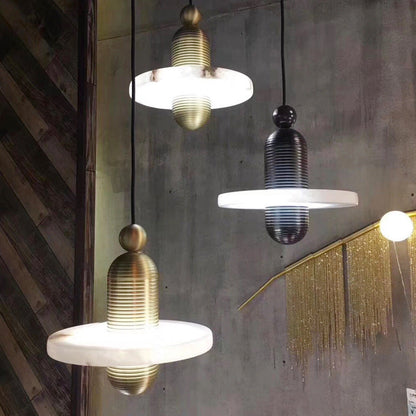 مصباح LED دائري معاصر من الرخام والألومنيوم لغرفة المعيشة 