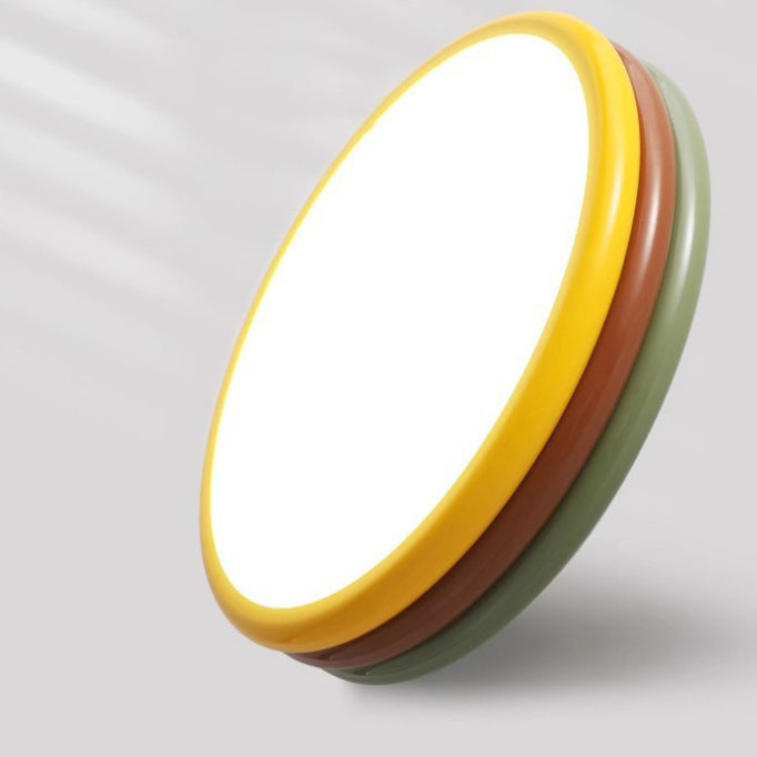 Contemporary Scandinavian Color Burger Stack Iron Acrylic LED Flush Mount Ceiling Light For Bedroom