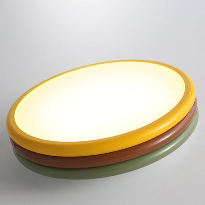 Contemporary Scandinavian Color Burger Stack Iron Acrylic LED Flush Mount Ceiling Light For Bedroom