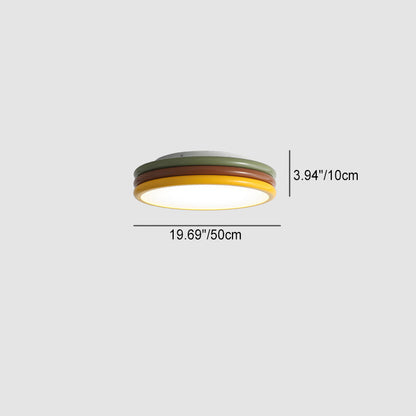 Contemporary Scandinavian Color Burger Stack Iron Acrylic LED Flush Mount Ceiling Light For Bedroom