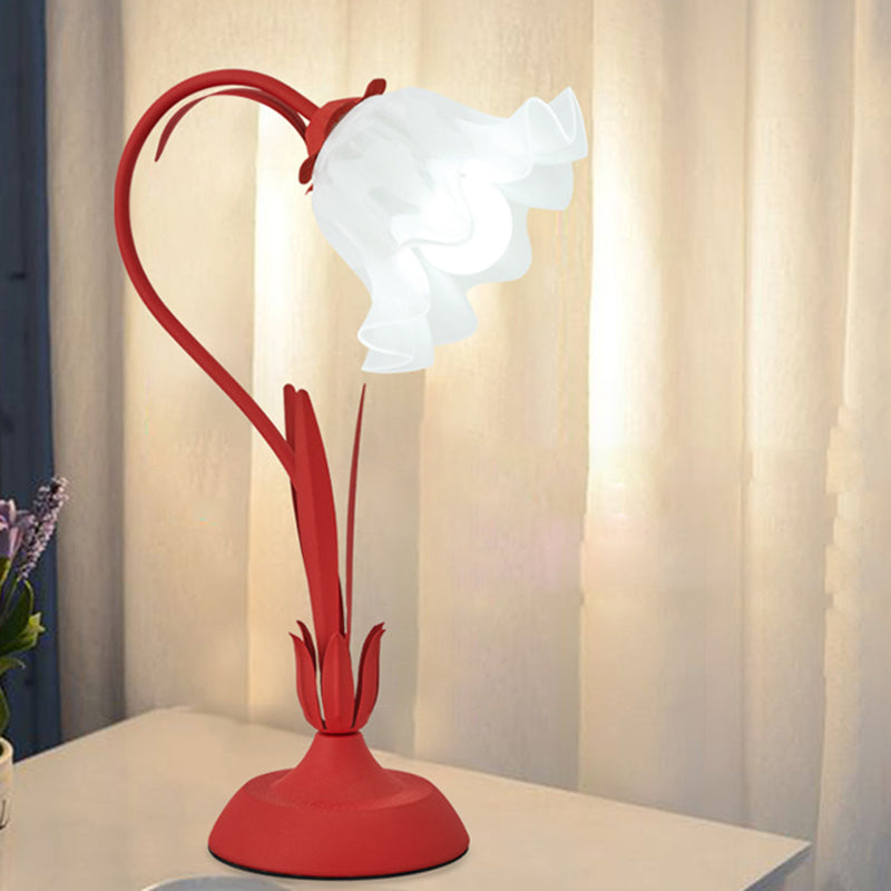 Contemporary Creative Flower Iron Acrylic 1-Light Table Lamp For Bedroom