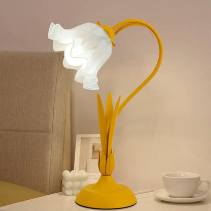Contemporary Creative Flower Iron Acrylic 1-Light Table Lamp For Bedroom