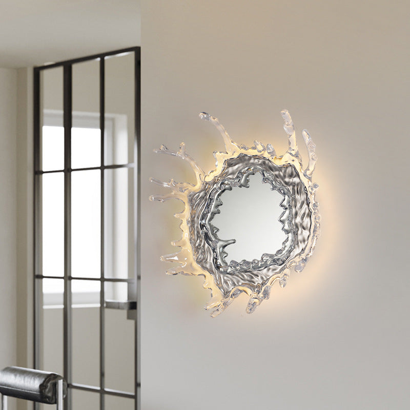 Contemporary Creative Stainless Steel Acrylic Water Drop Mirror LED Wall Sconce Lamp For Bathroom