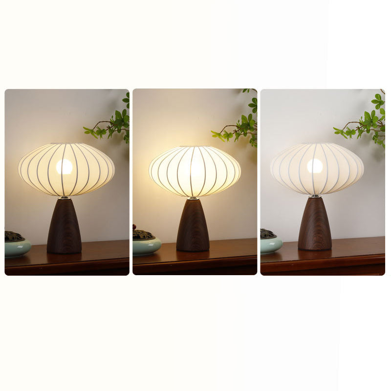 Traditional Vintage Ceramic Base Stretch Fabric Bud 1-Light Table Lamp For Bedroom