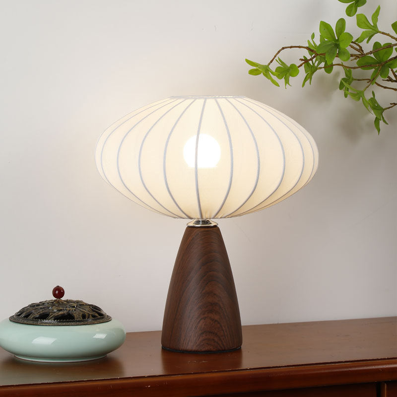 Traditional Vintage Ceramic Base Stretch Fabric Bud 1-Light Table Lamp For Bedroom