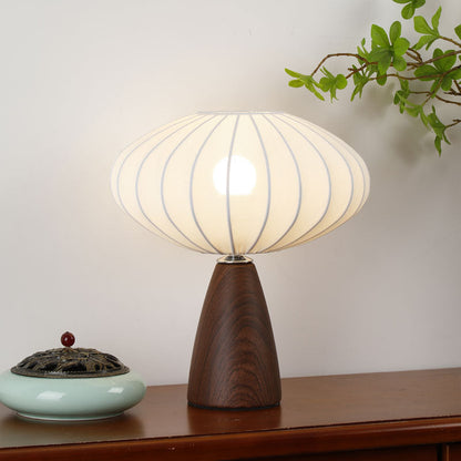 Traditional Vintage Ceramic Base Stretch Fabric Bud 1-Light Table Lamp For Bedroom