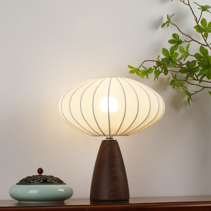 Traditional Vintage Ceramic Base Stretch Fabric Bud 1-Light Table Lamp For Bedroom