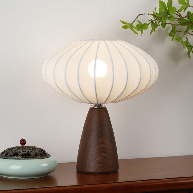 Traditional Vintage Ceramic Base Stretch Fabric Bud 1-Light Table Lamp For Bedroom