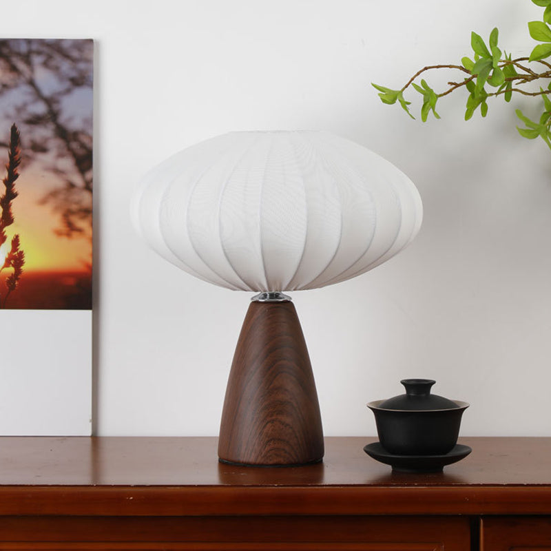 Traditional Vintage Ceramic Base Stretch Fabric Bud 1-Light Table Lamp For Bedroom