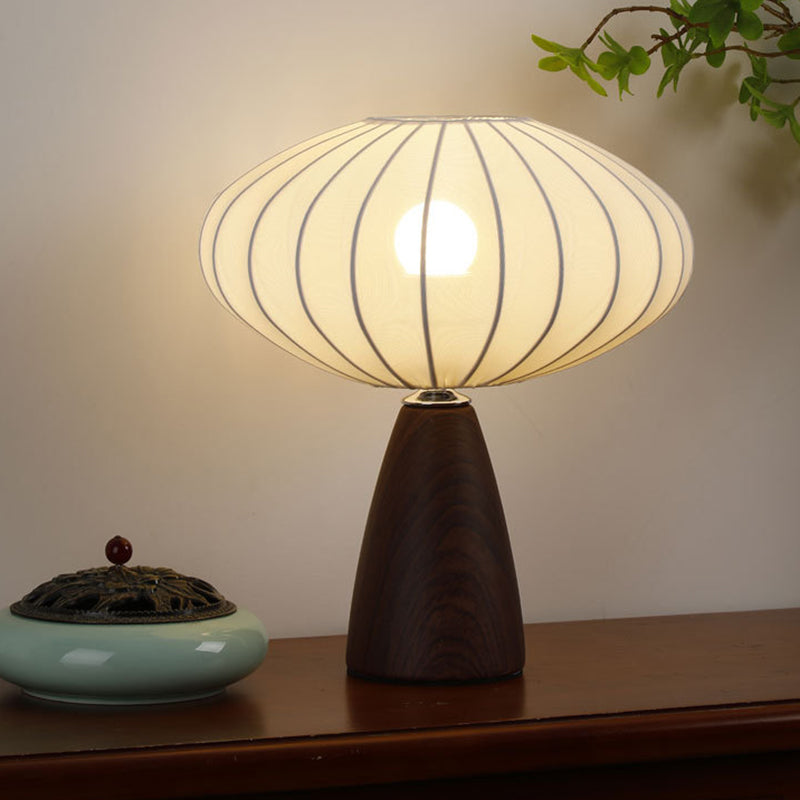 Traditional Vintage Ceramic Base Stretch Fabric Bud 1-Light Table Lamp For Bedroom